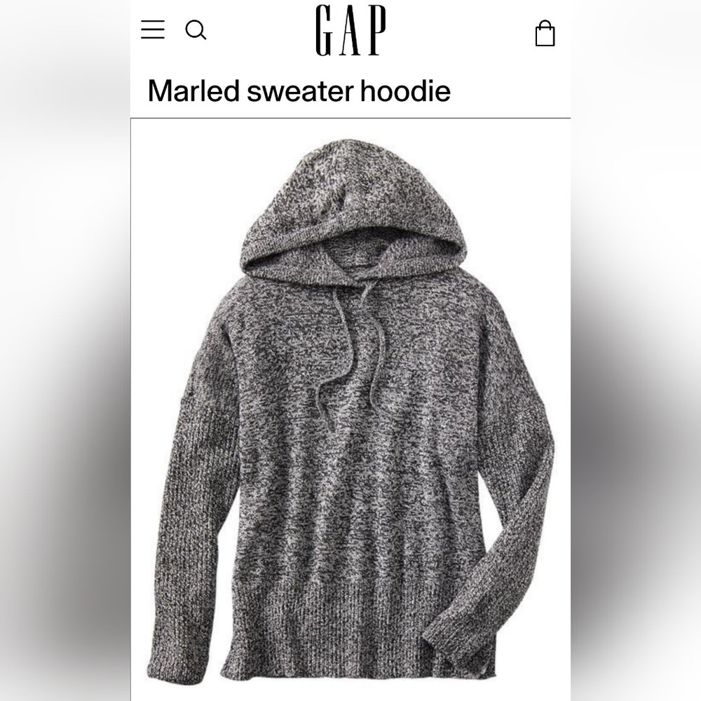 GAP Marled Knit Hooded Pullover - Heather Gray - Picture 2 of 13